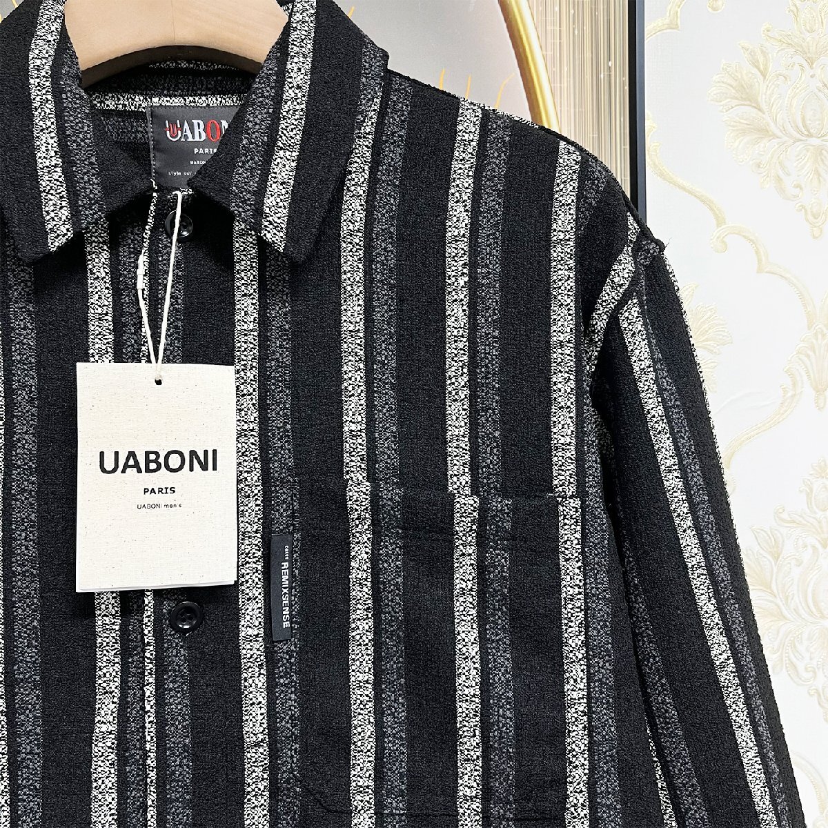 個性EU製＆定価5万◆UABONI*Paris*ジャケット*ユアボニ*パリ発◆上質 薄手 通気 ストライプ ライトアウター オシャレ 紳士 メンズ L/48_画像6