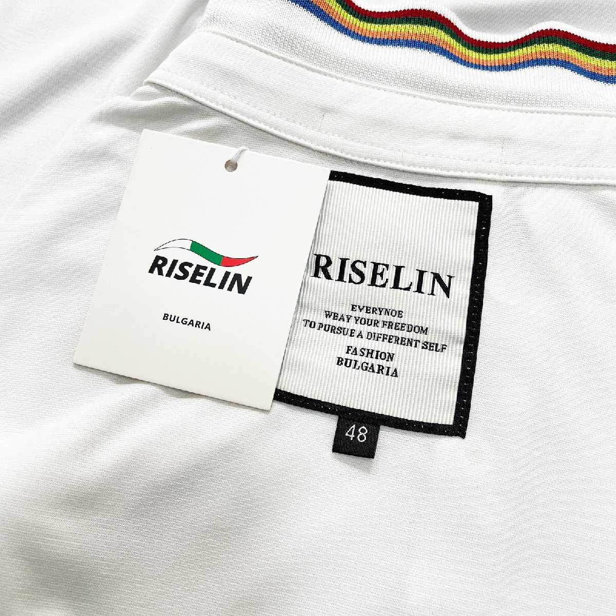 最上級ヨーロッパ製※定価3万◆ブルガリア発※RISELIN ポロシャツ 上級シルク混 通気 薄手 接触冷感 半袖 刺 通勤 ビジネス ゴルフ L/48_画像8