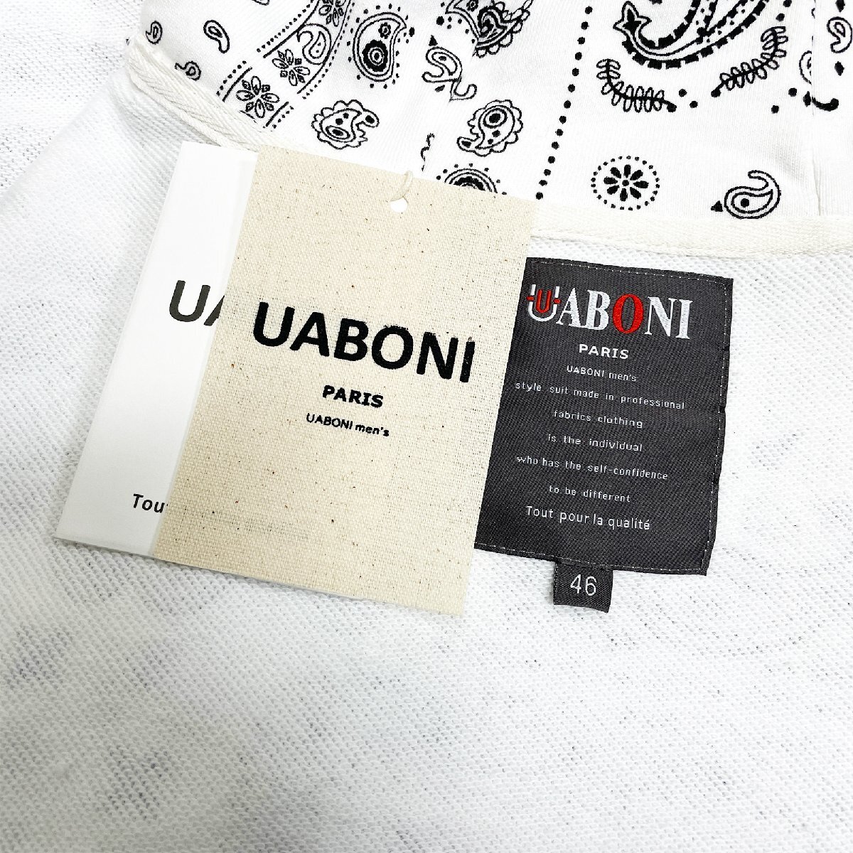 人気EU製＆定価4万◆UABONI*Paris*パーカー*ユアボニ*パリ発◆スーピマ綿 薄手 ICT カシューナッツ柄 フーディジャケット トレーナー2XL/52_画像8