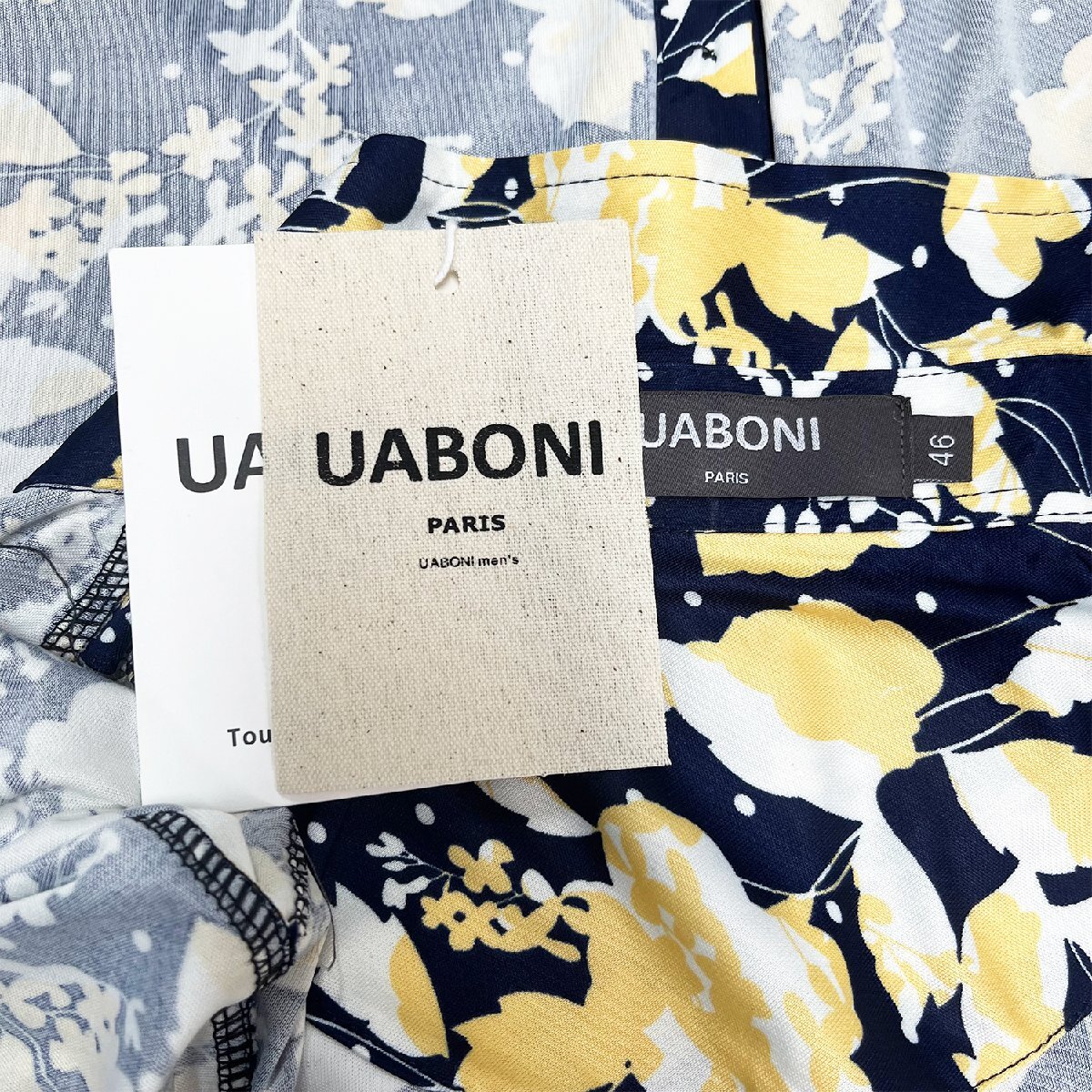 個性EU製＆定価3万◆UABONI*Paris*半袖シャツ*ユアボニ*パリ発◆高級シルク/コットン混 快適 ソフト 花柄 トップス アロハシャツ 夏 L_画像7