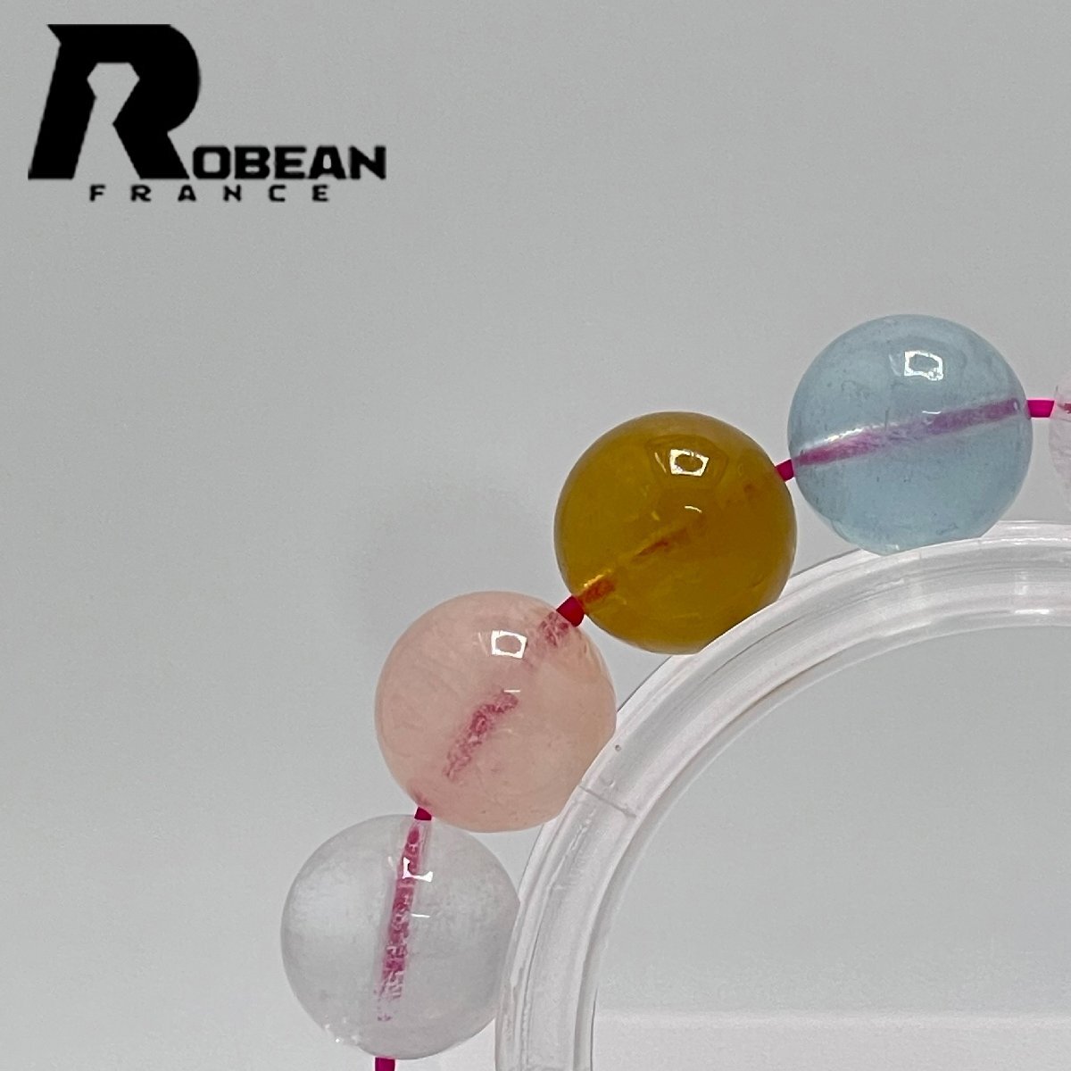 綺麗 EU製 定価5万円★ROBEAN・モルガナイト ブレスレット★ブレスレット パワーストーン アクセサリー 高級 レア 12.8-13.2mm 1002H156_画像4