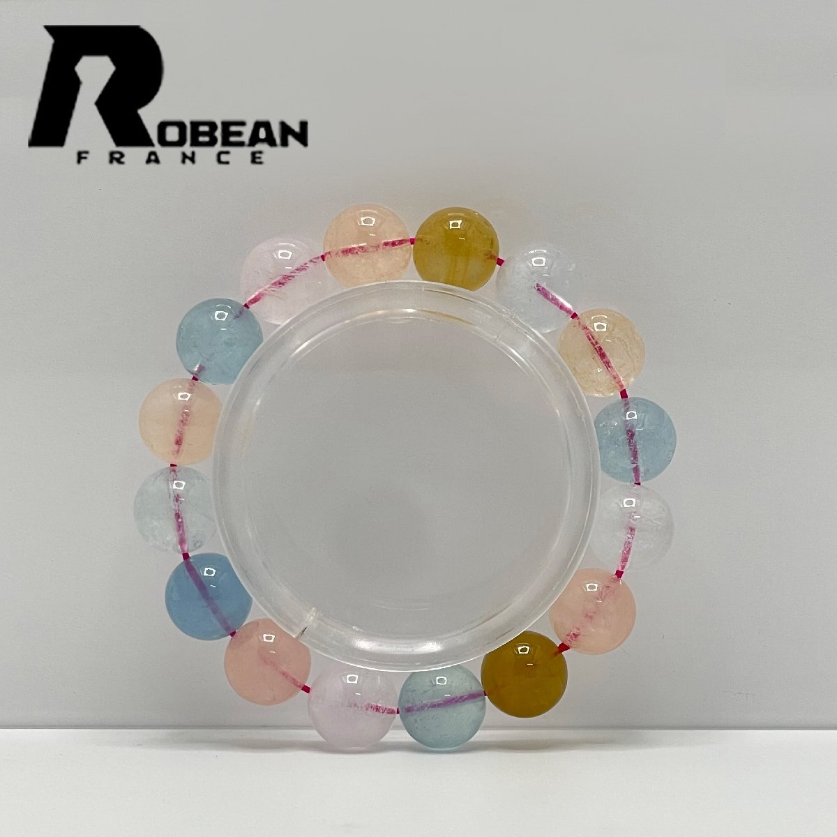 綺麗 EU製 定価5万円★ROBEAN・モルガナイト ブレスレット★ブレスレット パワーストーン アクセサリー 高級 レア 12.8-13.2mm 1002H156_画像2