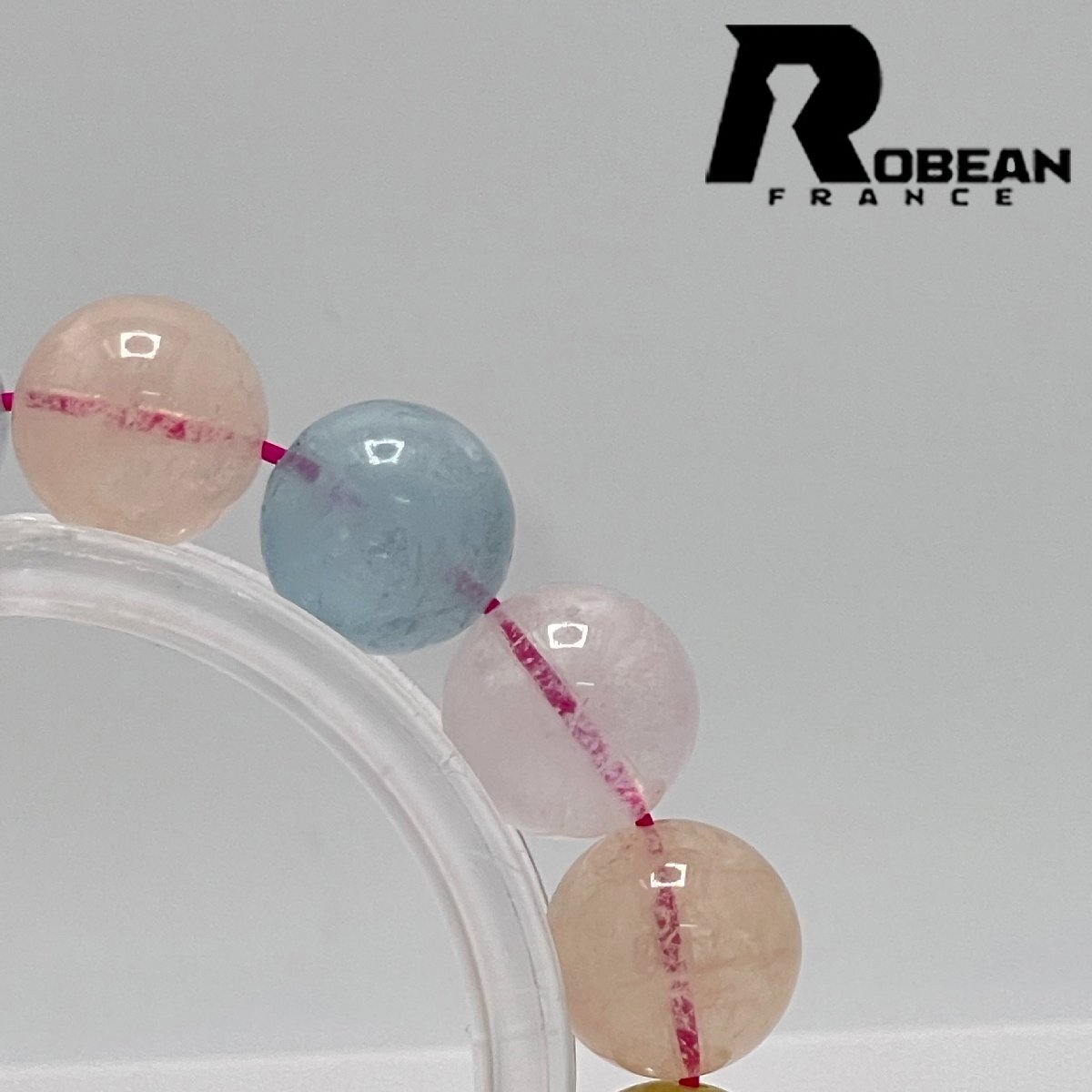 綺麗 EU製 定価5万円★ROBEAN・モルガナイト ブレスレット★ブレスレット パワーストーン アクセサリー 高級 レア 12.8-13.2mm 1002H156_画像7