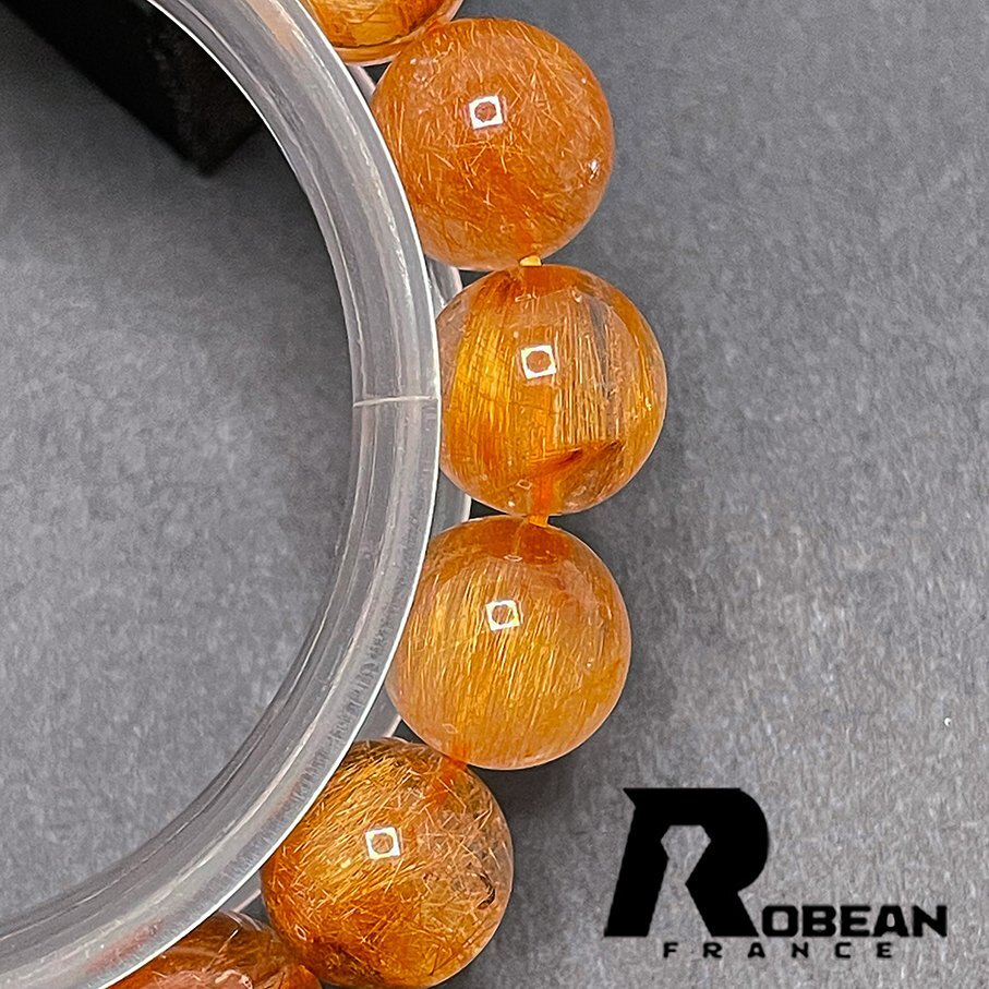 綺麗 EU製 定価13万円★ROBEAN・銅髪ルチルクォーツ★ブレスレット パワーストーン 天然石 金運 お守り ギフト 10.5-11.1mm 1001G1245_画像5