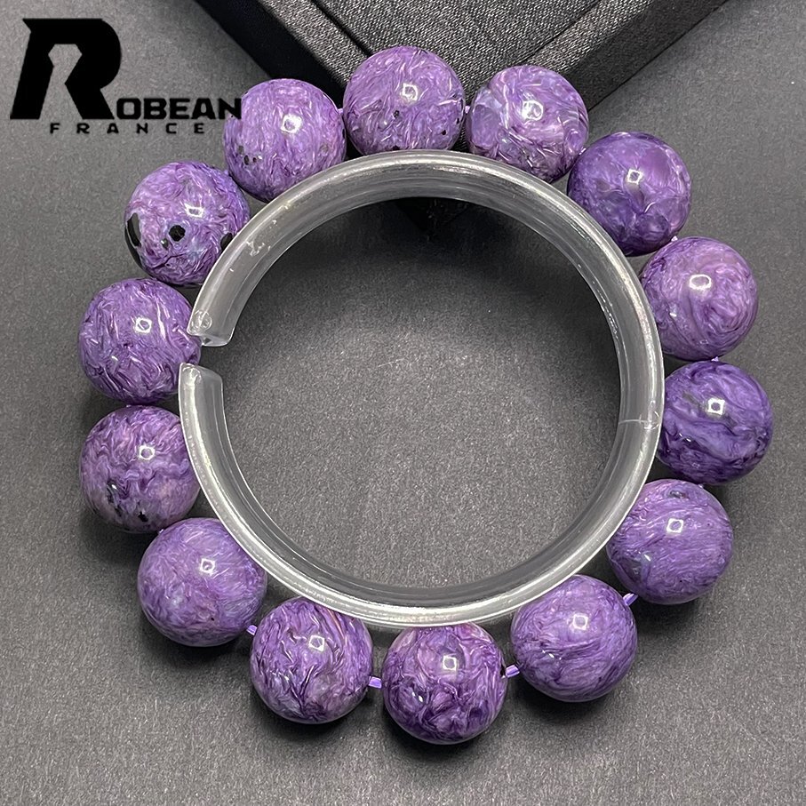 綺麗 EU製 定価18円★ROBEAN・チャロアイト★パワーストーン ブレスレット 天然石 紫水晶 レア 高級 夢色 16-16.3mm Z1001G1609_画像3