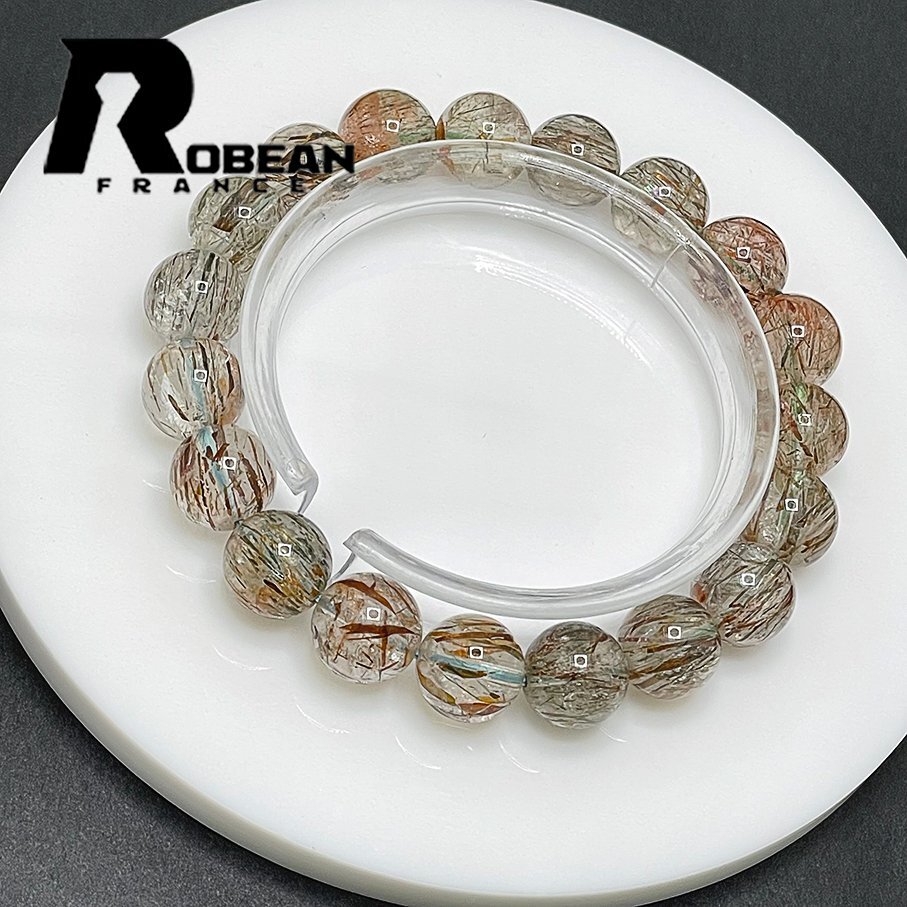 逸品 EU製 定価5万円★ROBEAN・グリーントルマリンルチルクォーツ★ブレスレット パワーストーン 天然石 綺麗 11.5-12mm 1001G1299_画像2