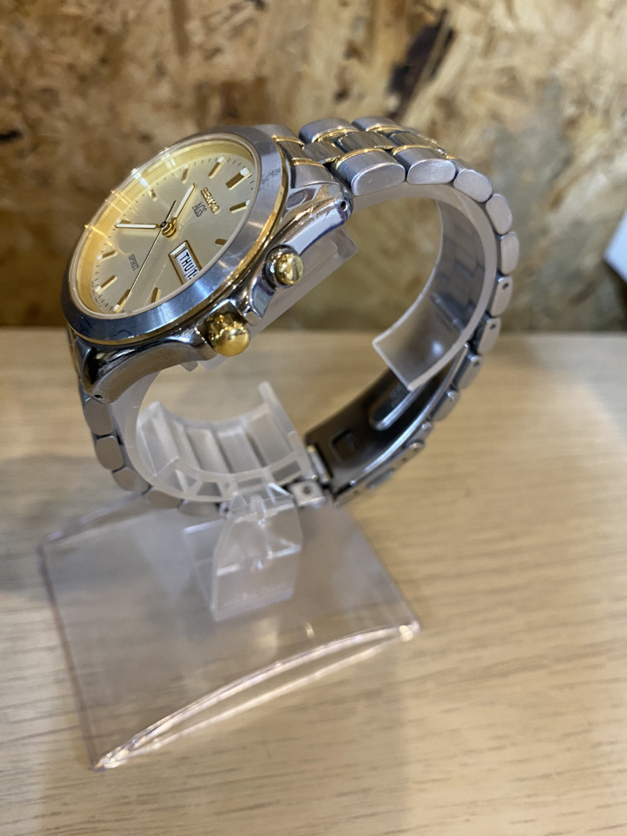 SEIKO Seiko AGS SPIRIT 5M23-7A60 day date Gold face men's wristwatch self-winding watch #12189