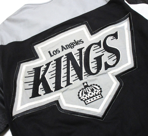 90's USA製! JEFF HAMILTON ビンテージ NHL Los Angels KINGS スタジャン♪ ジェフハミルトン bulls レザー starter ジャケットraiders 80sの画像9