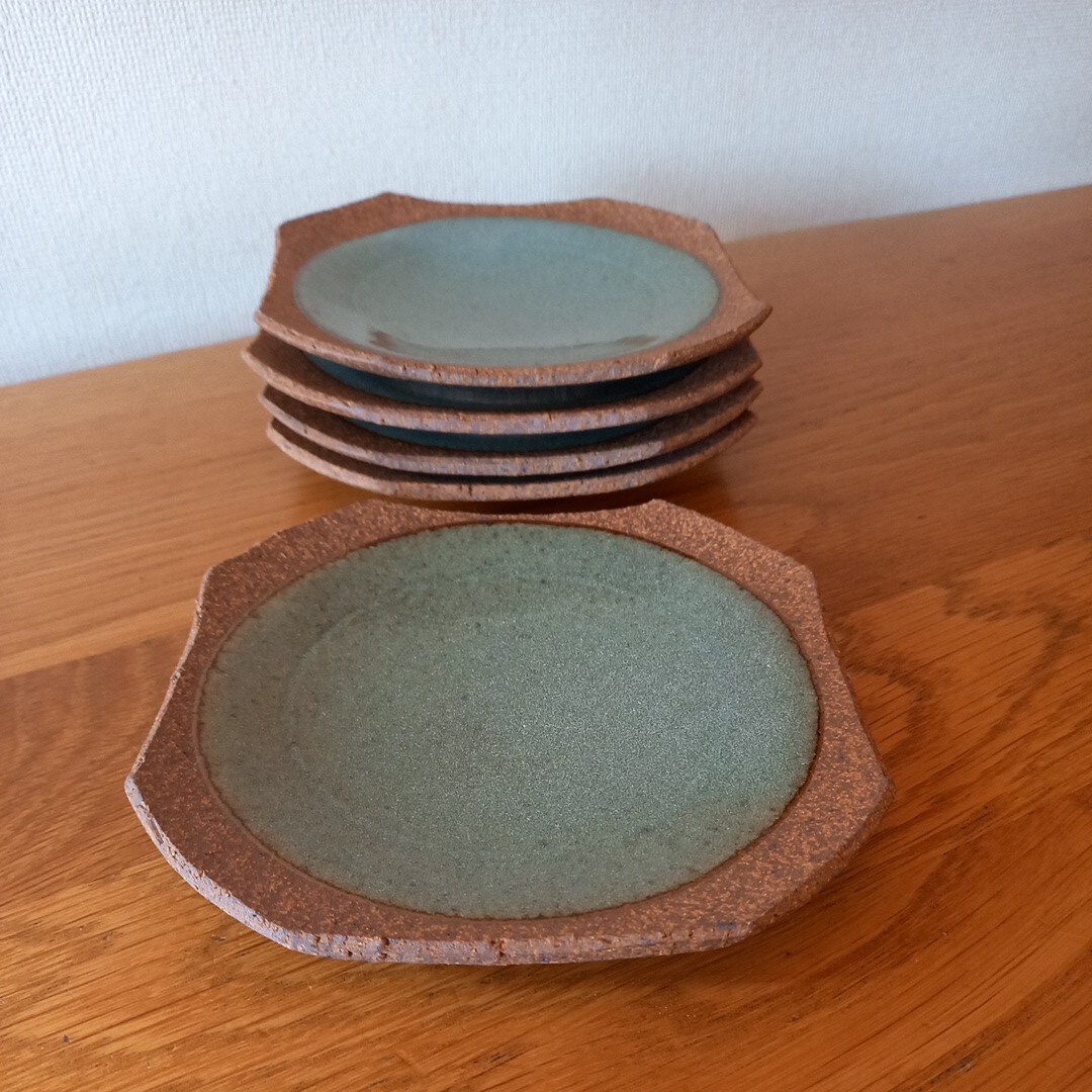 美濃焼き焼き〆青磁取り皿5枚セットの画像1