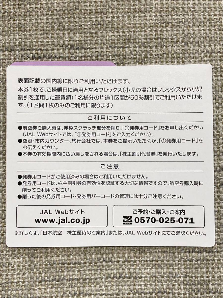 JAL 日本航空 株主優待券 株主割引券 1枚 2024年11月30日搭乗分まで_画像2