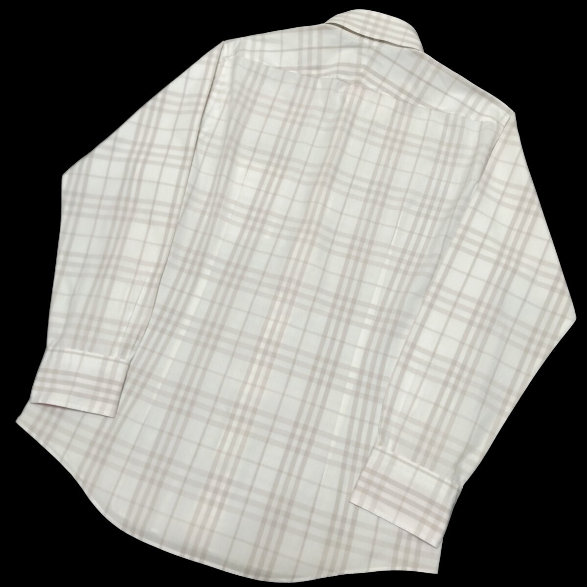 バーバリーブラックレーベル■シャドーノバチェック総柄 ホース刺繍 ドゥエボットーニ 3(L) ホワイト 長袖BDシャツ BURBERRY BLACK LABEL_画像6