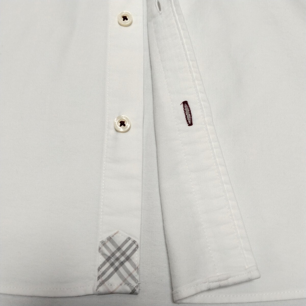 バーバリーブラックレーベル■ノバチェック使い ホース刺繍 3(L) 白 オックスフォード長袖BDシャツ BURBERRYBLACKLABEL■_画像8