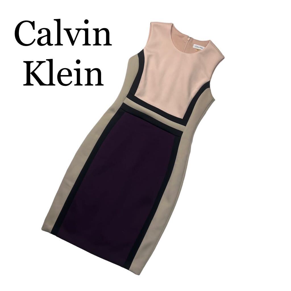 Calvin Klein カルバンクライン ワンピース ノースリーブ ワンピースドレス サイズ4 ひざ丈_画像1