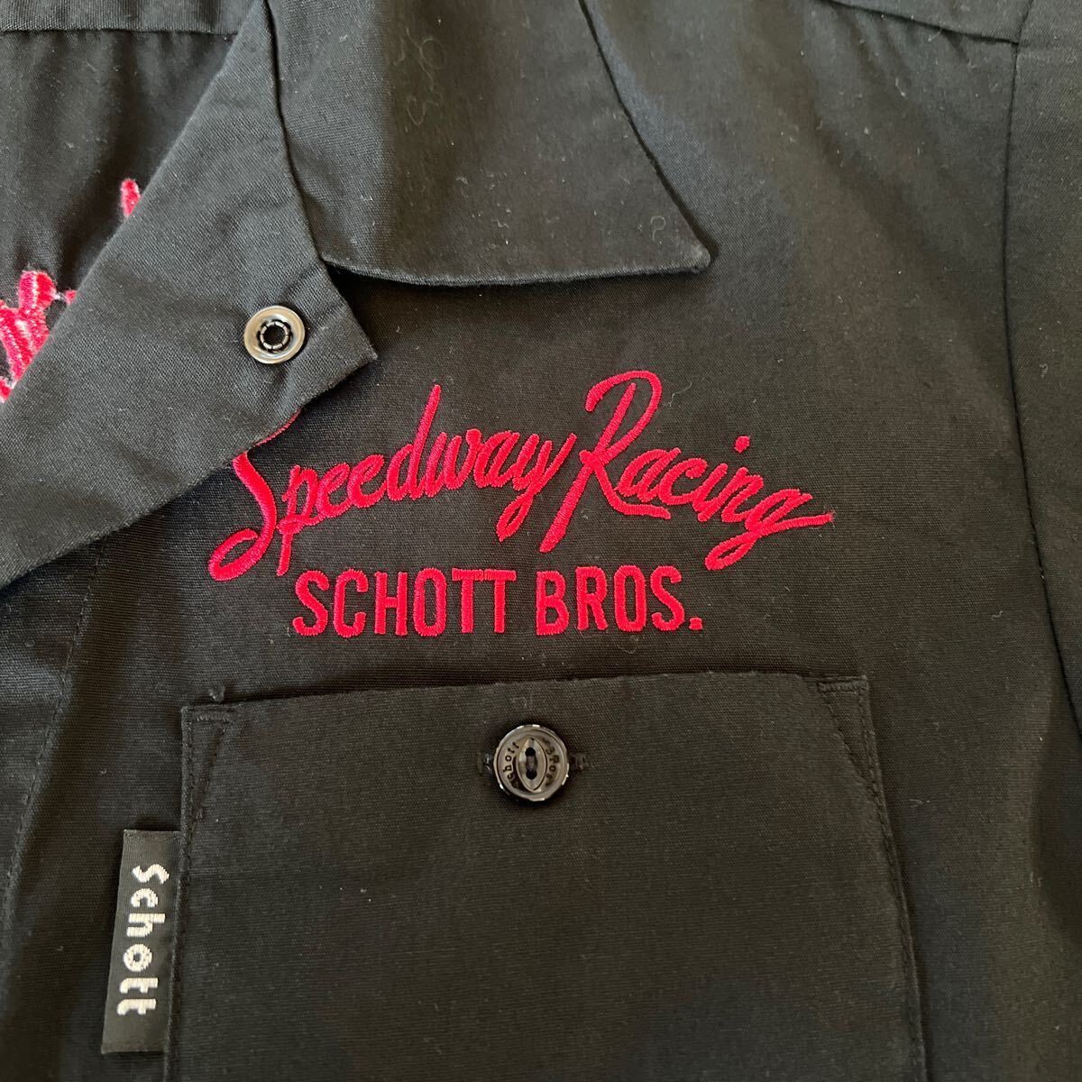 Schott シャツ　ワークシャツ ミリタリーシャツ 長袖シャツ 刺繍 開襟 ショット　春服　バイク　アメカジ　美品