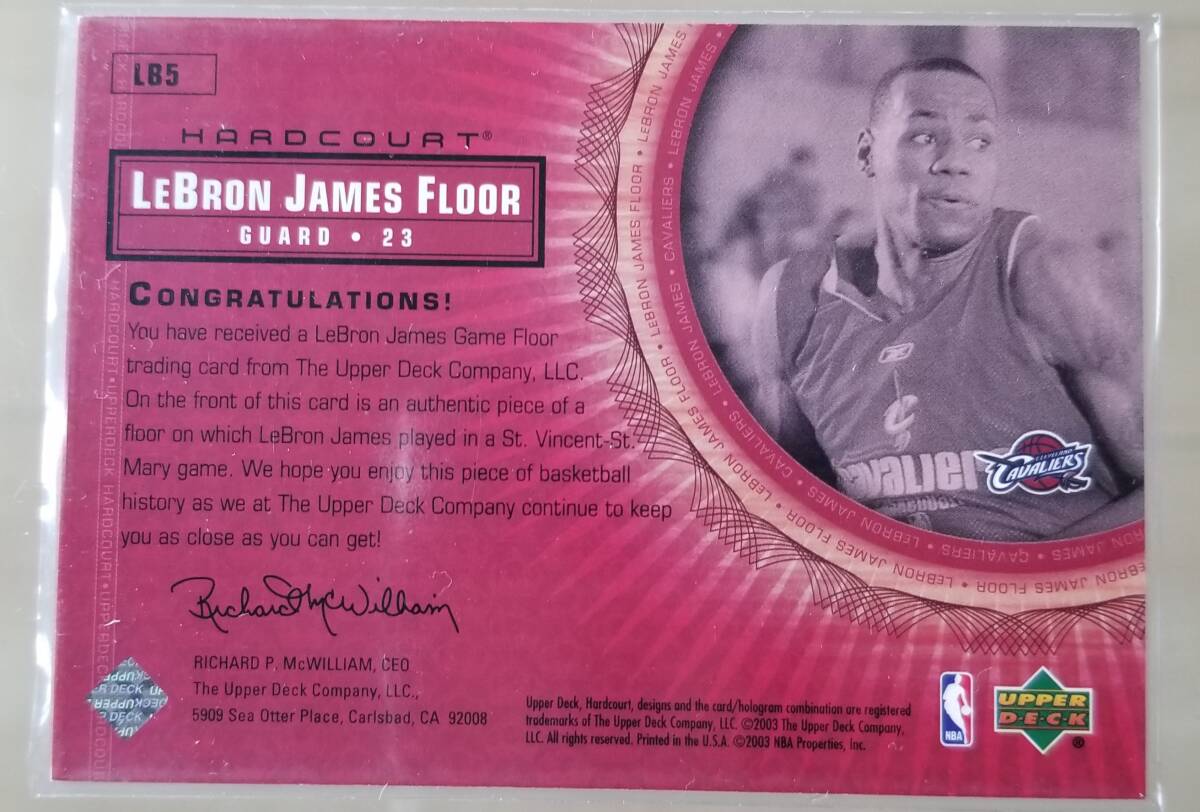 2003UPPER DECK HARDCOUAT LEBRON JAMES played floor_画像2