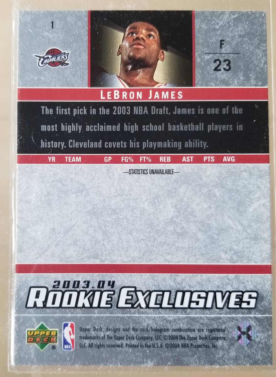 03-04UPPERDECK ROOKIE EXCLUSIVES LEBRON JAMES RC_画像2