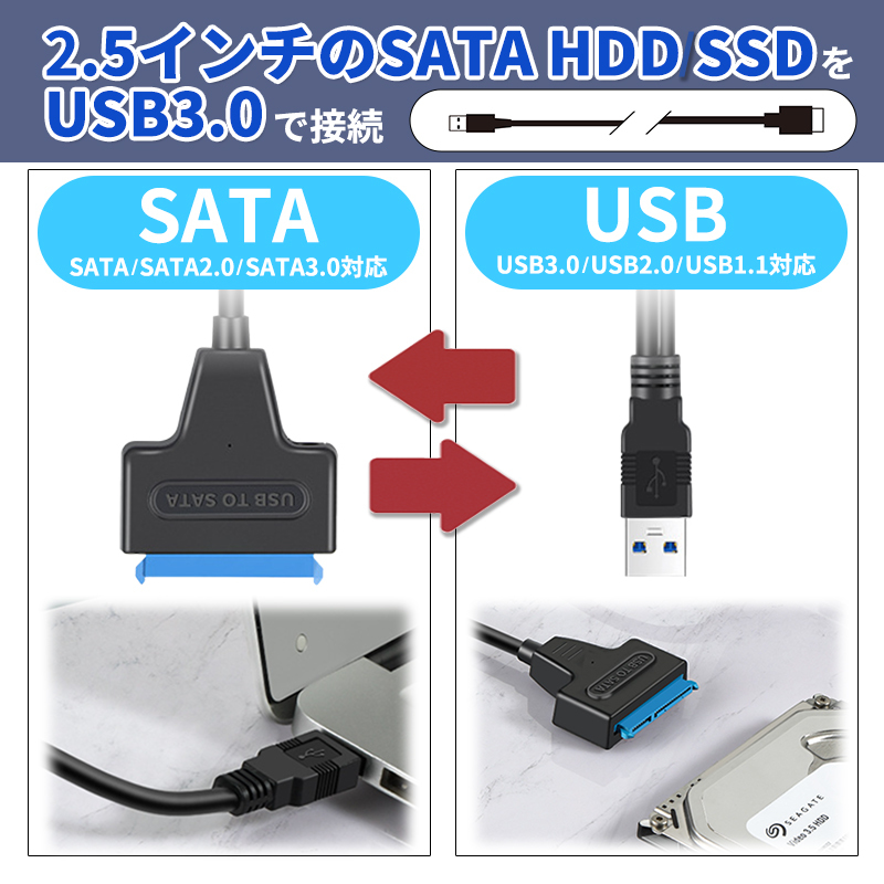 SATA USB 変換ケーブル hdd 3.5 usb 2.5/3.5インチsata USB変換アダプター SSD HDD データ取り出しSATA3 USB 3.0 変換ケーブル UASP対応 _画像4