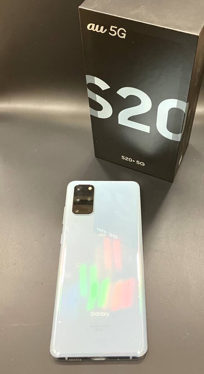 au SAMSUNG Galaxy S20+ 5G SCG02 クラウドブルー SIMロック解除未確認 画面割れ ジャンクの画像2