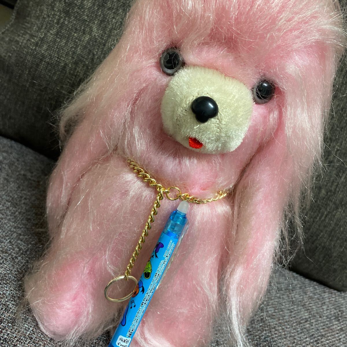  Showa Retro soft toy . repairs one Chan dog that time thing toy doll pink 