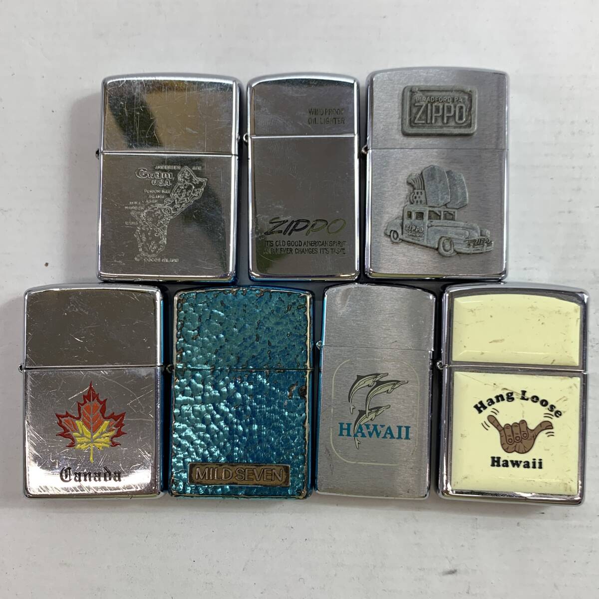 (25725)▽【１円スタート】ZIPPO　ジッポ　7個セット　1998年〜1999年　箱無し　セット売り　まとめ　中古品_画像1