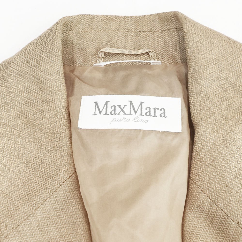 ★Max Mara puro lino マックスマーラ 長袖 麻ジャケット サイズ42 レディース ベージュ オーティーエス 国内正規品 73138 2BA/90962の画像4