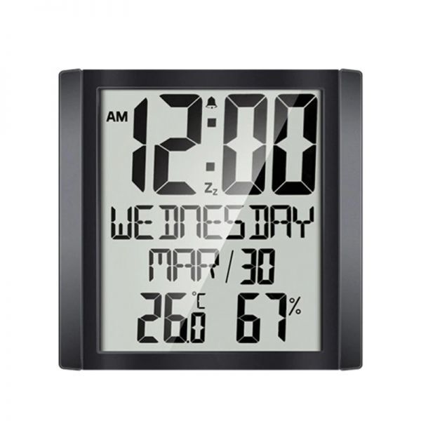 デジタル時計 壁掛け時計 温度計 湿度計 シンプル おしゃれインテリア クール モノトーン かっこいい 掛け 時計DJ1018_画像1