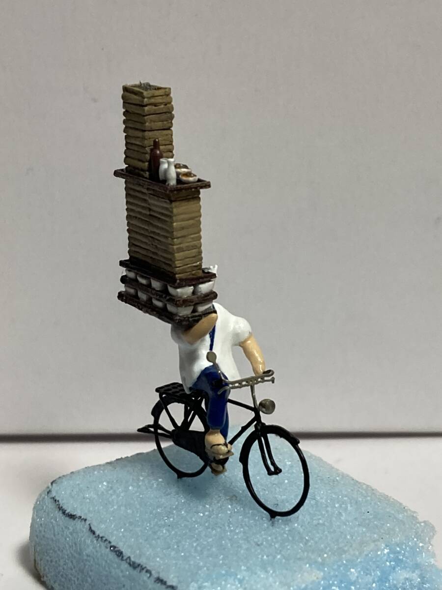 エコーモデル 自転車未塗装キットHO(1/80)　451塗装済み組立て完成品　昭和の蕎麦屋出前_画像3
