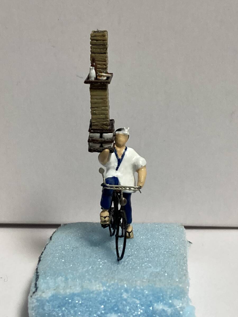 エコーモデル 自転車未塗装キットHO(1/80)　451塗装済み組立て完成品　昭和の蕎麦屋出前_画像7