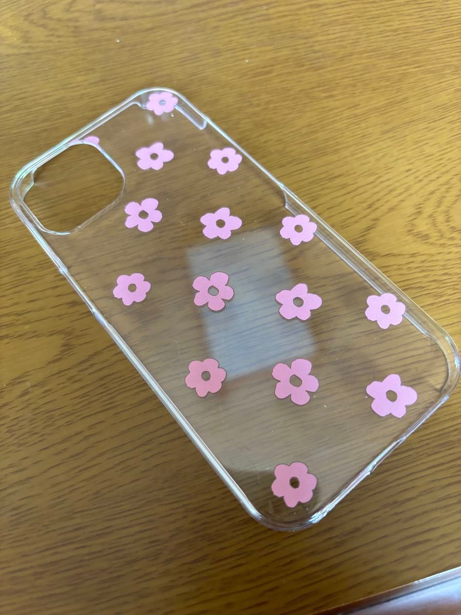 iphone15ケース クリア花柄(花色　ピンク)