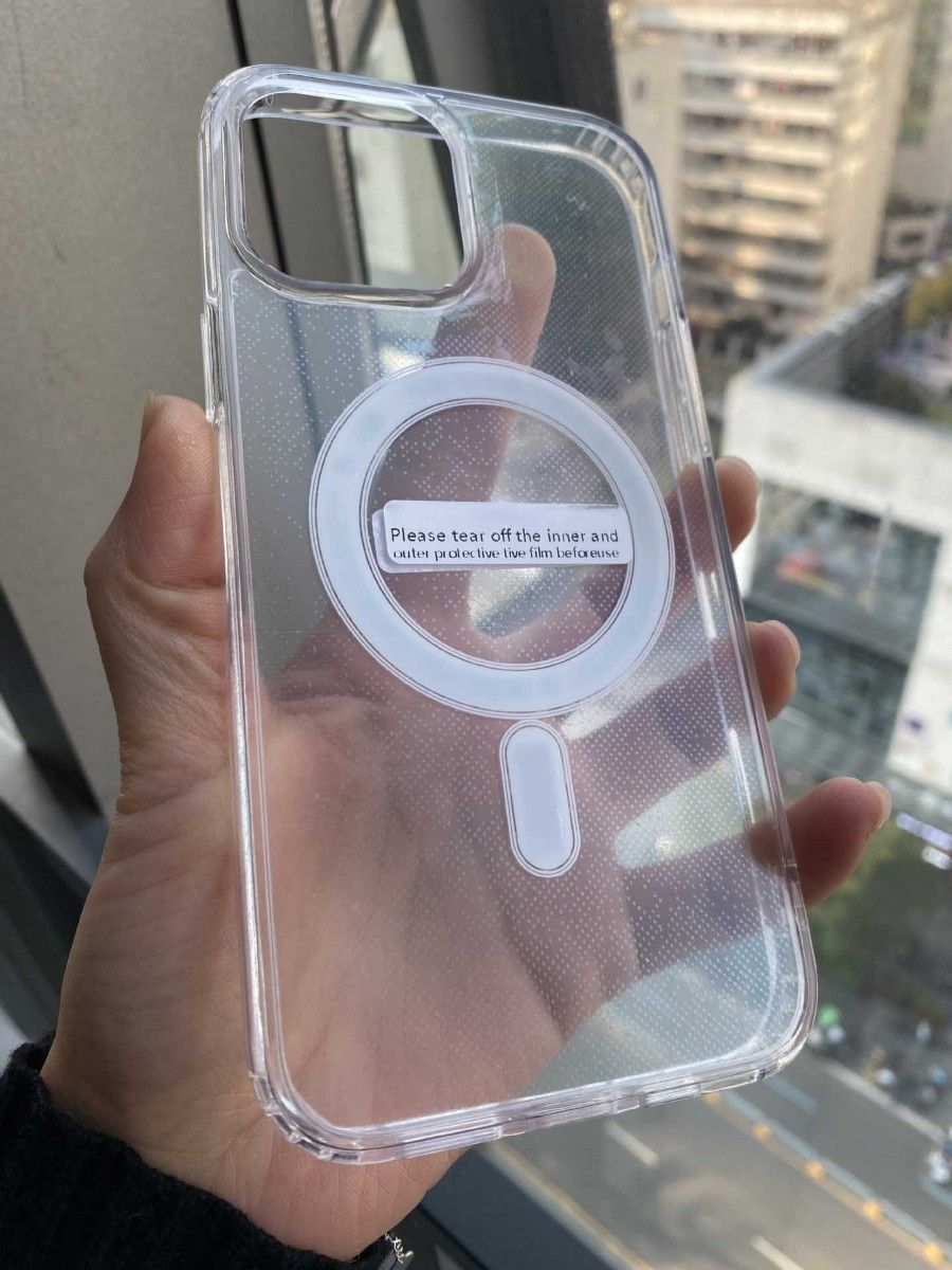 Iphone14用MagSafe対応ケース ホワイト →本日発送 耐衝撃 透明