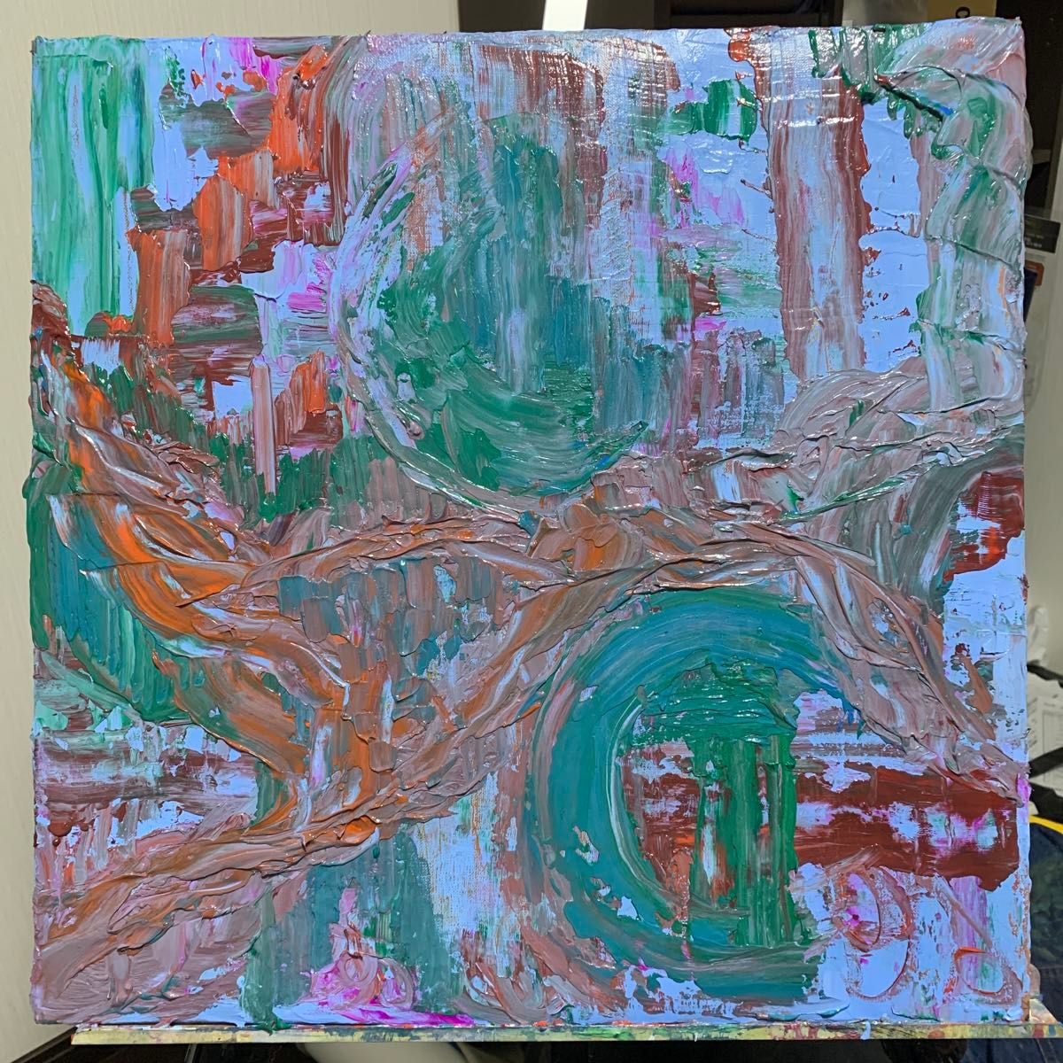 「巨木の隙間」 絵画 アクリル画 木パネル 抽象画 オリジナル 