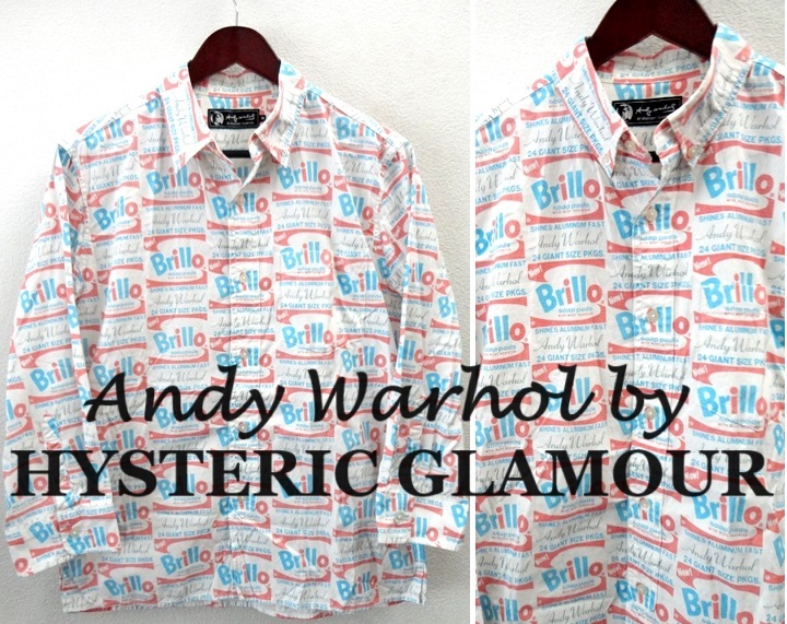 Andy Warhol BY Hysteric Glamour/アンディーウォーホル×ヒステリックグラマー/Brillo 総柄 ボタンダウンシャツ/ホワイト/Msize_画像1