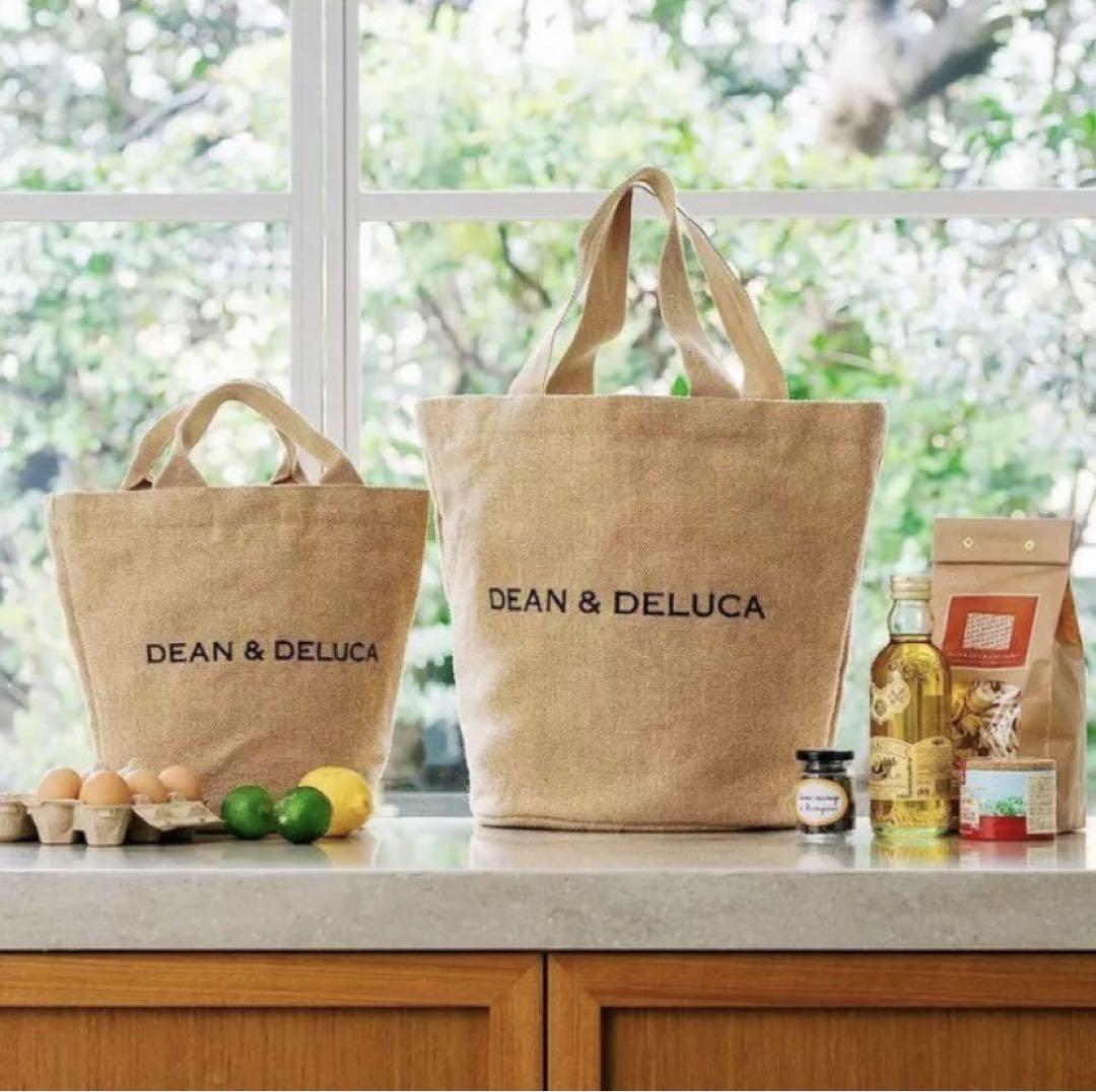 ラスト 新品 ディーンアンドデルーカ DEAN&DELUCA 麻トートバッグジュートバッグ　Lサイズ 麻 ショルダーバッグ 