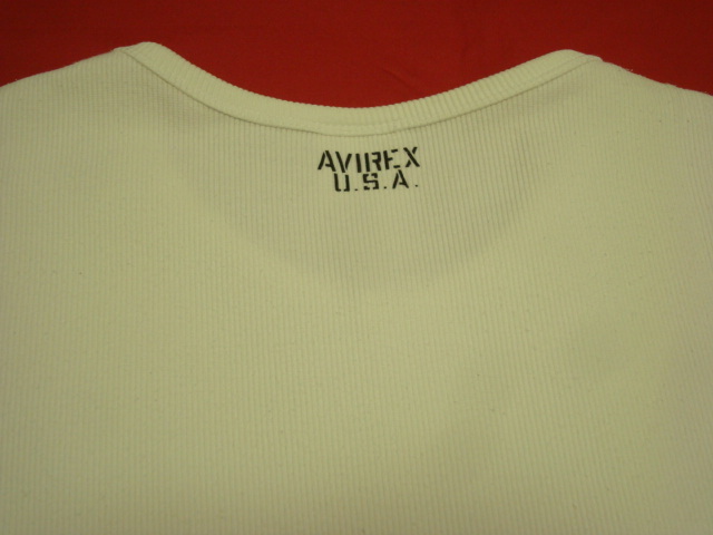 ■美品!■AVIREX U.S.A/アヴィレックス■Vネック/リブ生地Tシャツ■白■Mサイズ■_画像5