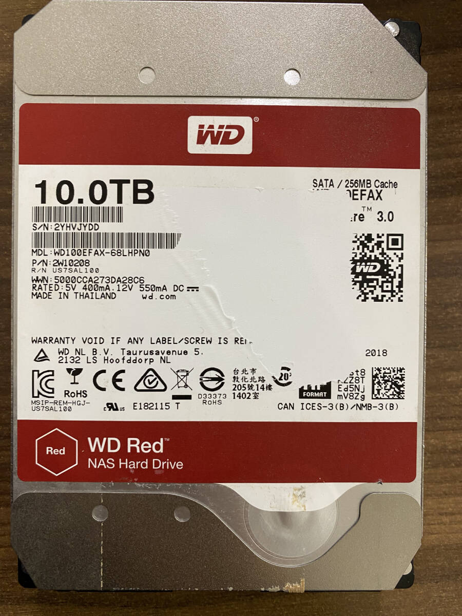 【最終値下 送料無料】 10.0TB HDDハードディスク WD Red NAS Hard Drive 2018 WD100EFAX 動作確認済 初期化・フルフォーマット済 A306-1_画像5