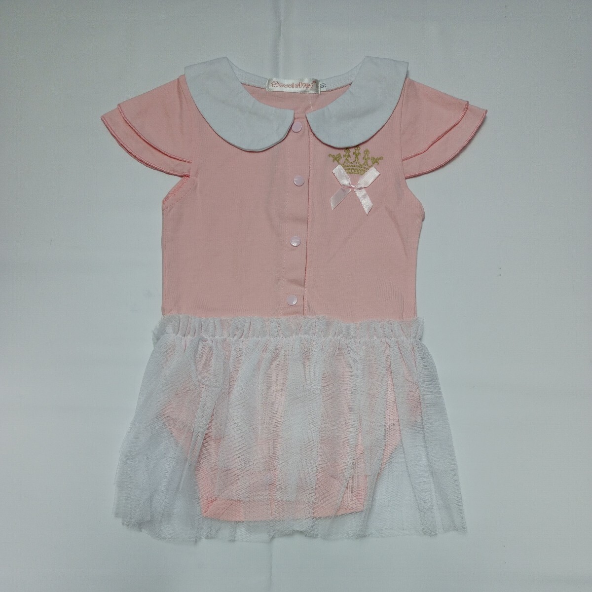 [90 размер ][ не использовался ] baby младенец девочка 90 детский комбинезон платье короткий рукав юбка способ оборка one отметка .. Crown ①