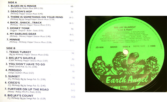 Big Jay McNeely - Live & Rare - LP / Blues In G Minor,Deacon's Hop,Texas Turkey,Perdido,My Darling Dear,Earth Angel - JD-908, 1990_画像2