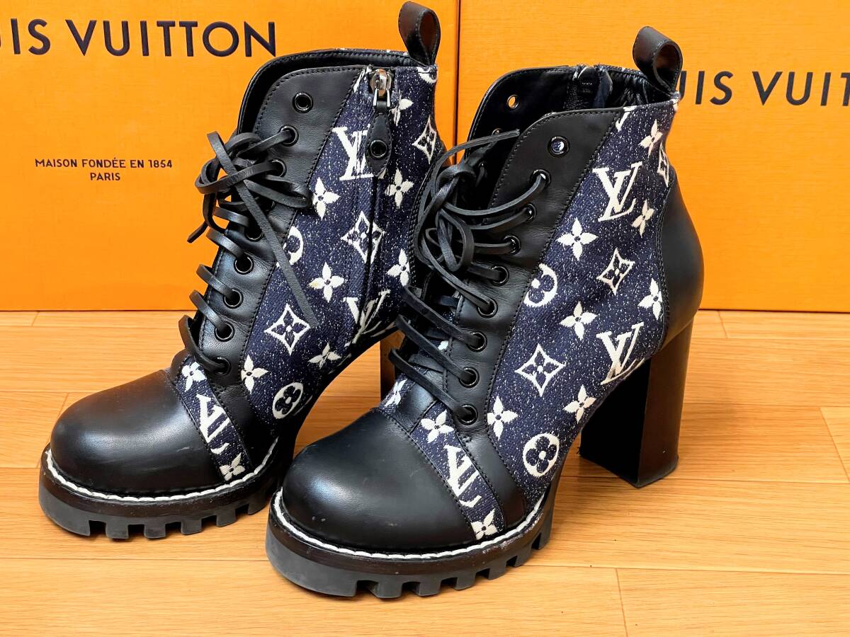 【SK】LOUIS VUITTON ルイヴィトン 37 1/2 (23.5㎝位) スタートレイルライン アンクルブーツ　モノグラム　ショートブーツ レディース_画像1