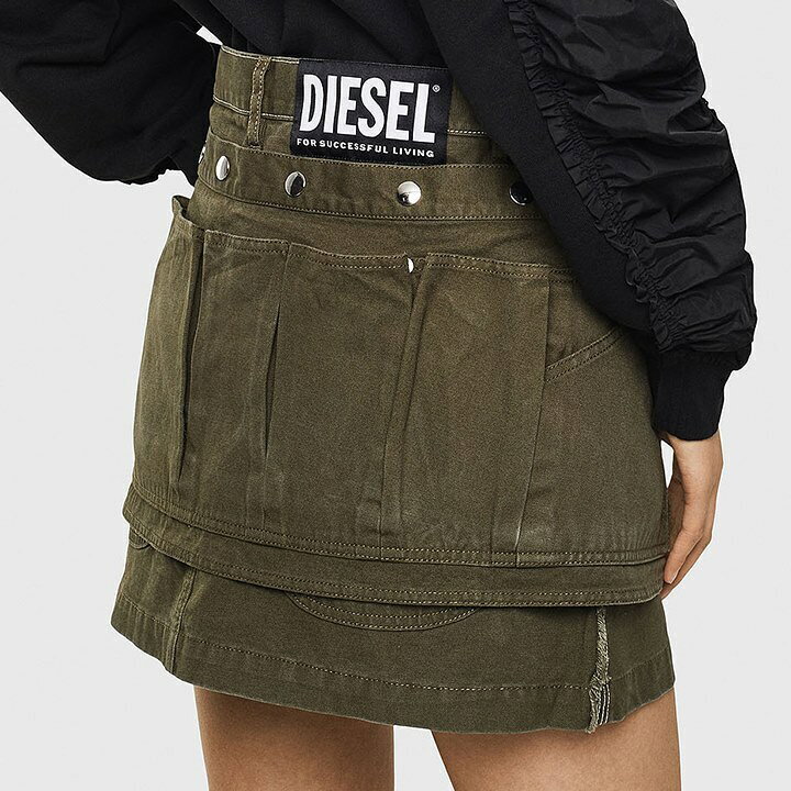 定価：29,700円 ☆ DIESEL ☆ デタッチャブル ポケット付 Aライン ミニスカート / ミリタリー / カーキ / レディース / ディーゼル _画像8