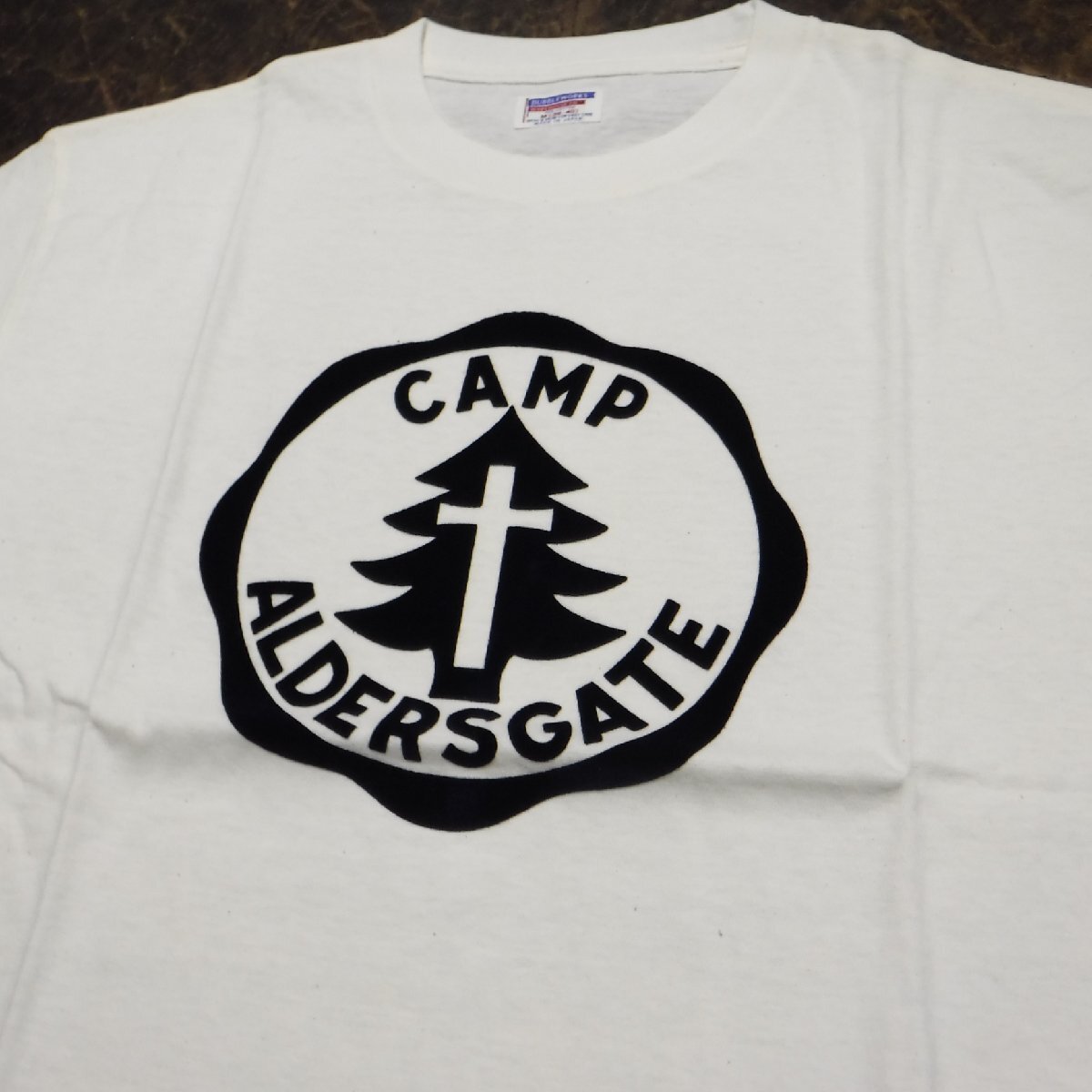 TT294 ウエアハウス × ダブルワークス 新品 CAMP キャンプ フロッキープリント 半袖Tシャツ M(38-40) 日本製 DUBBLEWORKSの画像2