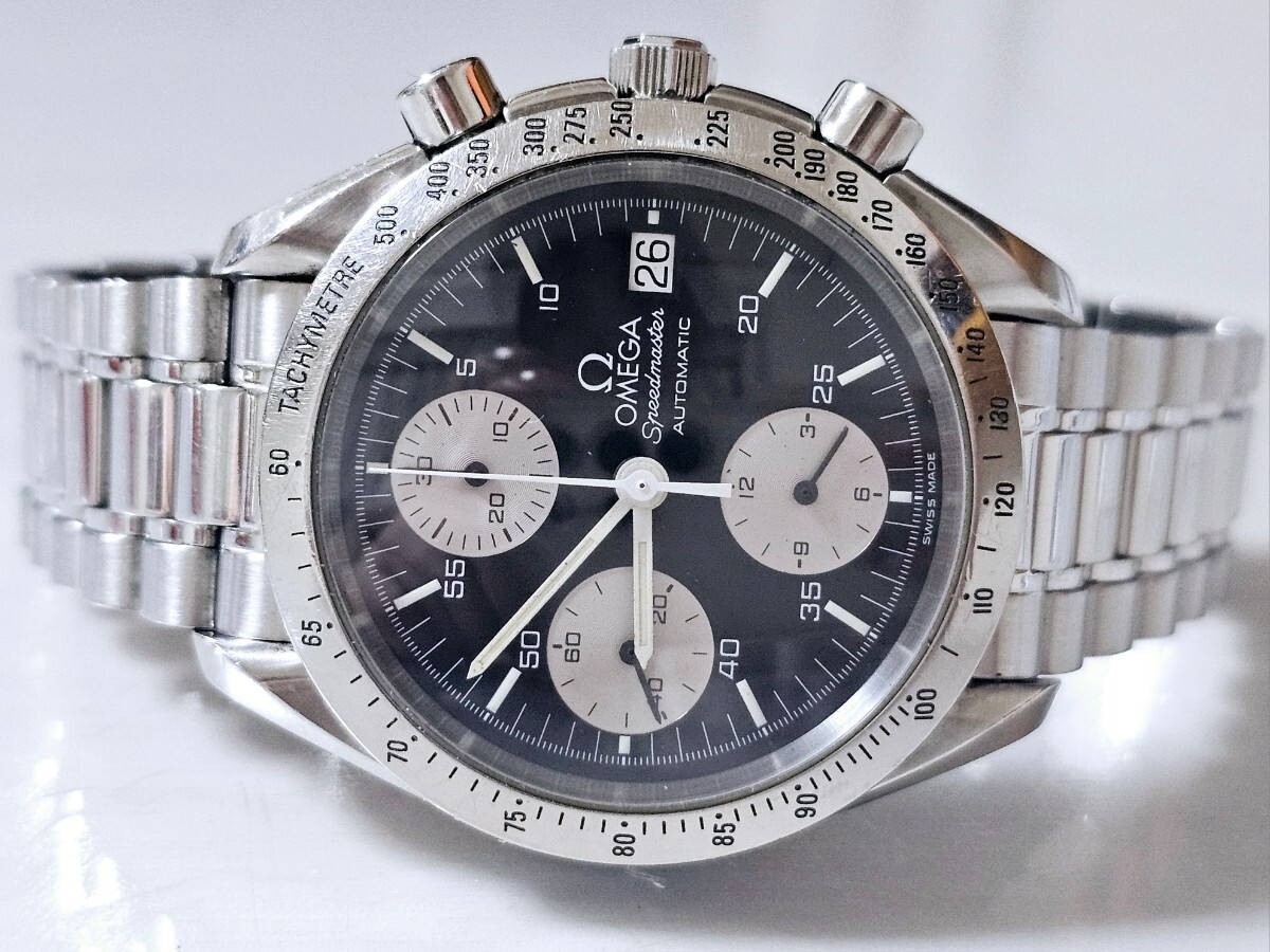 1円スタート！OMEGA オメガ SPEEDMASTER スピードマスターデイト【3511.50】高級紳士用機械式腕時計 純正ブレス BLACKの画像2