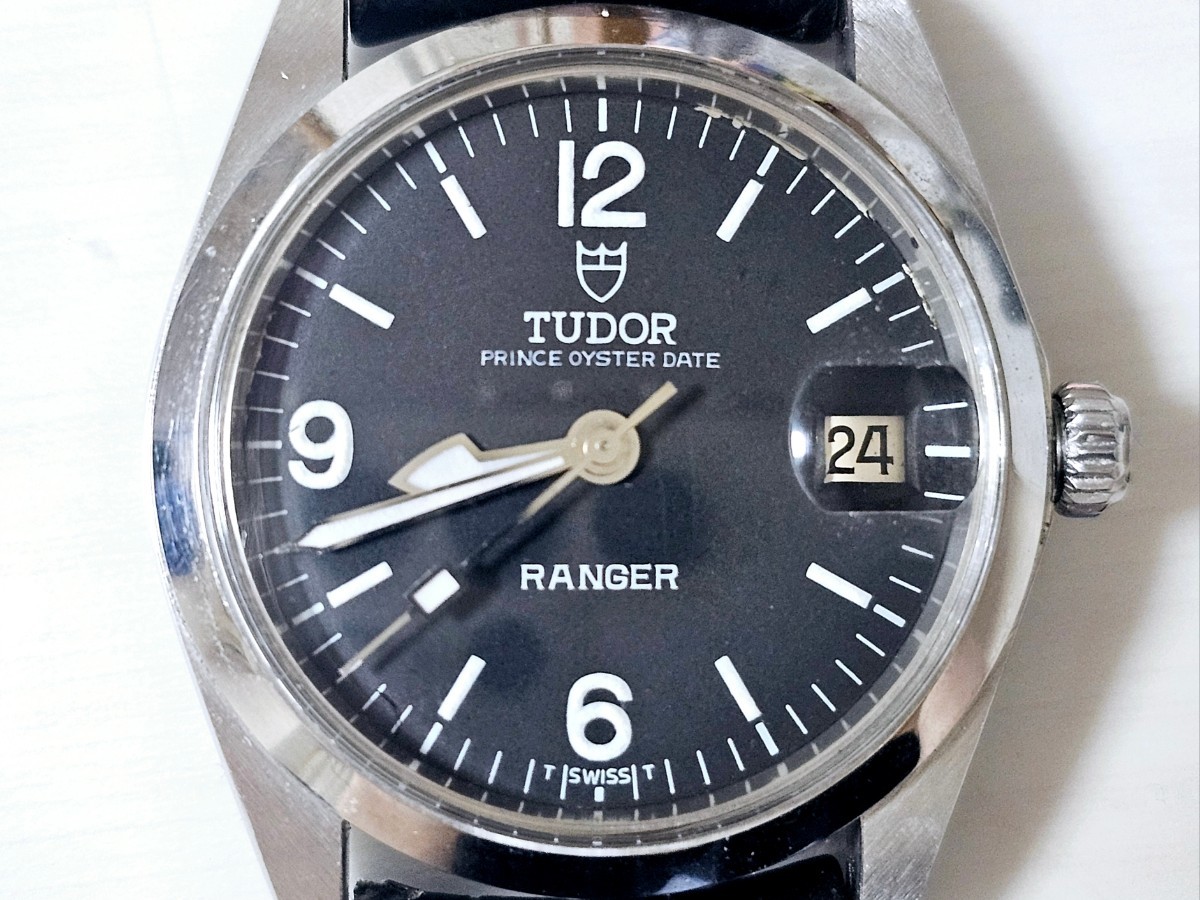 1円スタート☆TUDOR チュードル チューダー RANGER レンジャー PRINCE OYSTERDATE【90500】紳士用高級機械式腕時計 黒文字盤の画像6