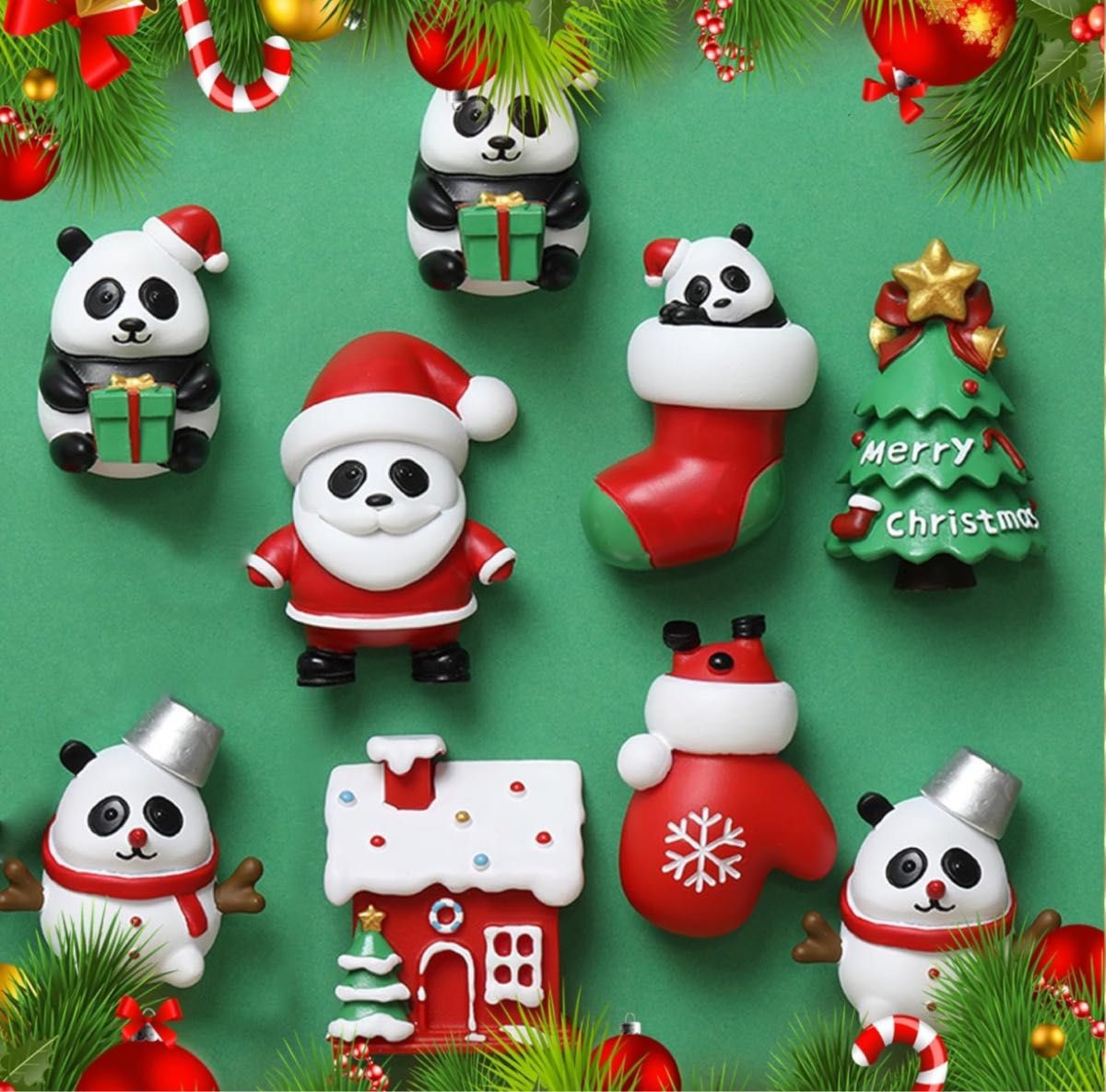  クリスマス 置物 冷蔵庫マグネット パンダ 飾り 可愛い 樹脂 ミニ 卓上 テンプレート