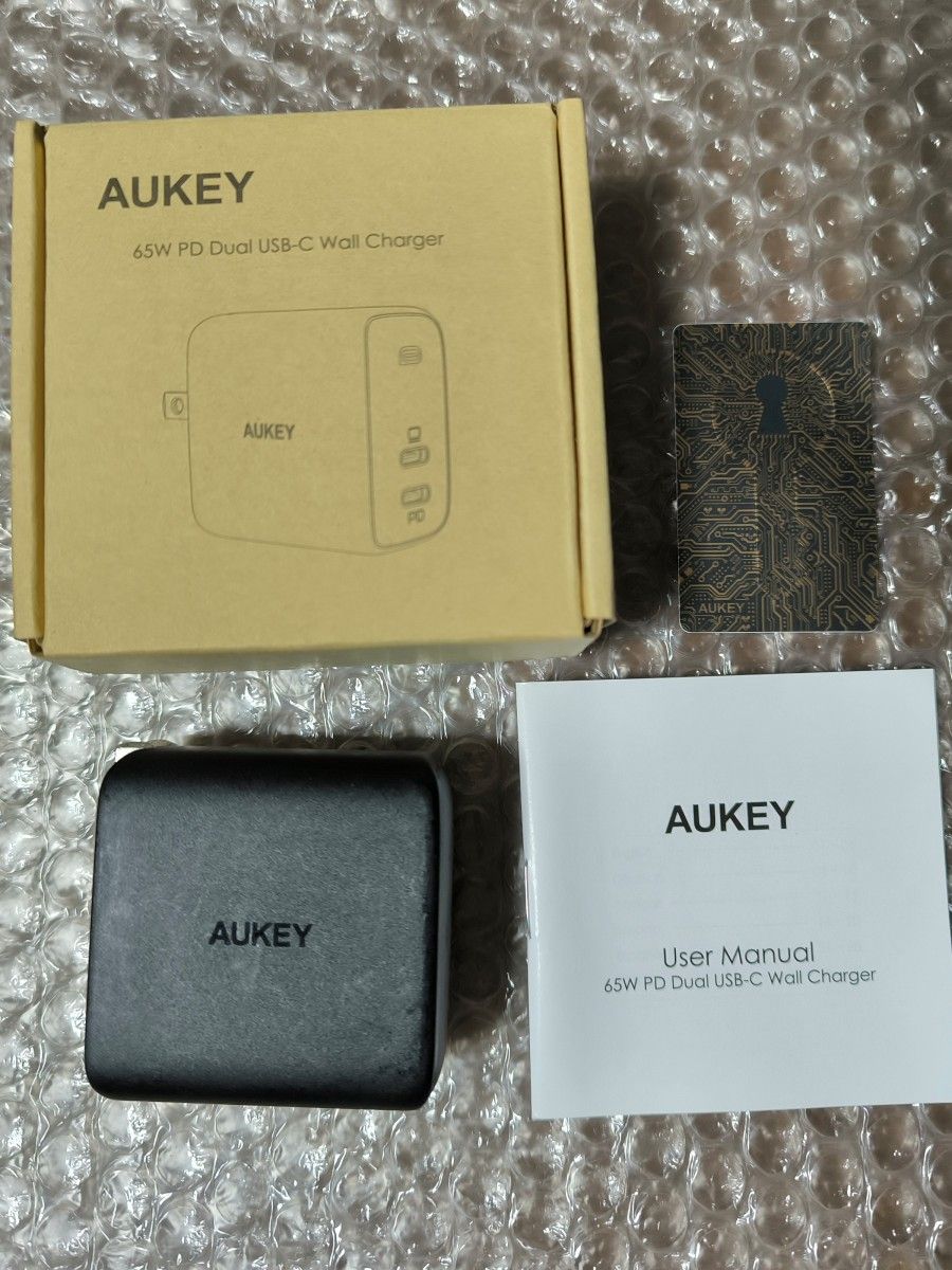 65W USB-C PD 2ポート 急速充電器 AUKEY Omnia Duo PA-B4 ブラック 折りたたみプラグ