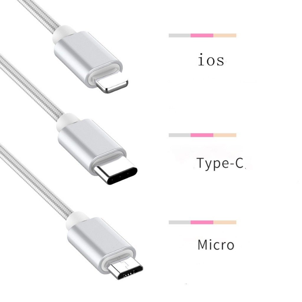 3in1 充電ケーブル apple Android Micro 充電 ケーブル