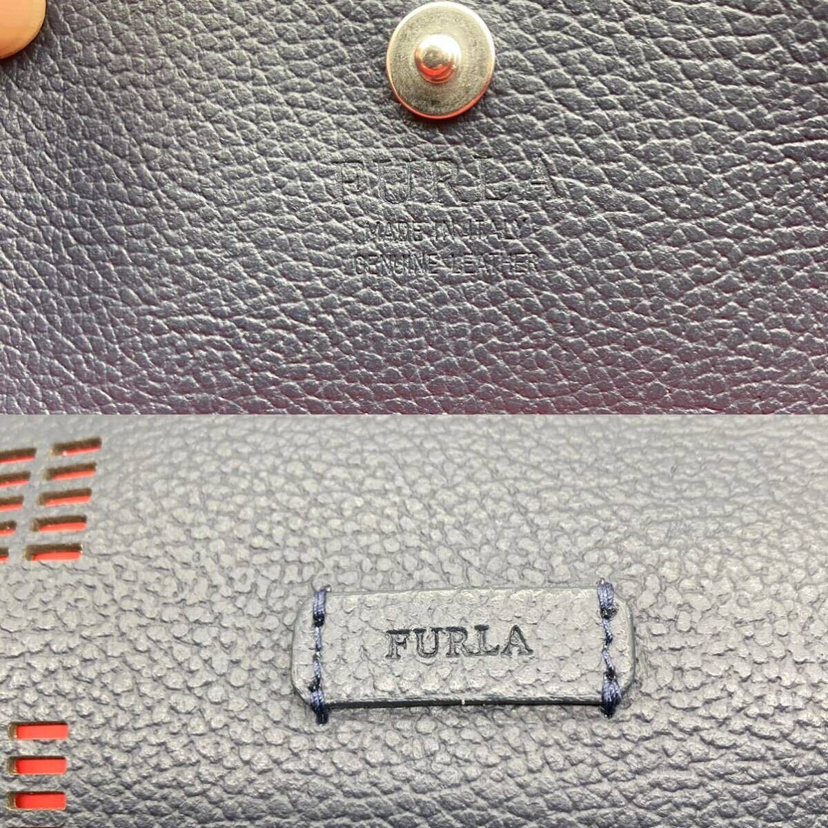 【極美品】FURLA フルラ オセアノ メンズ トートバッグ ショルダーバッグ ダークブルー レッド レザー 2way 肩掛け 斜め掛け A4 ビジネス の画像9