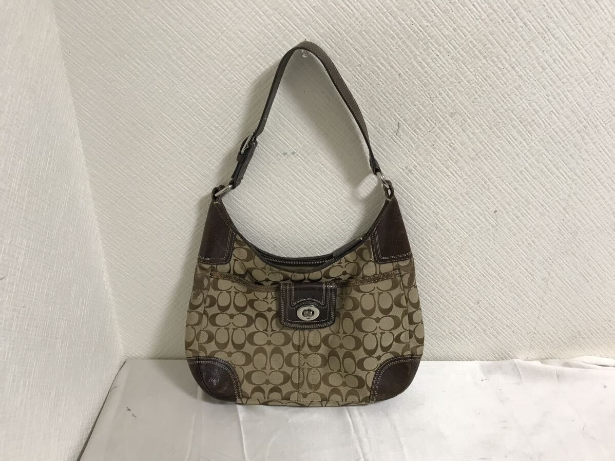 本物コーチCOACHキャンバスレザーバッグワンショルダーバック茶ブラウンメンズレディース