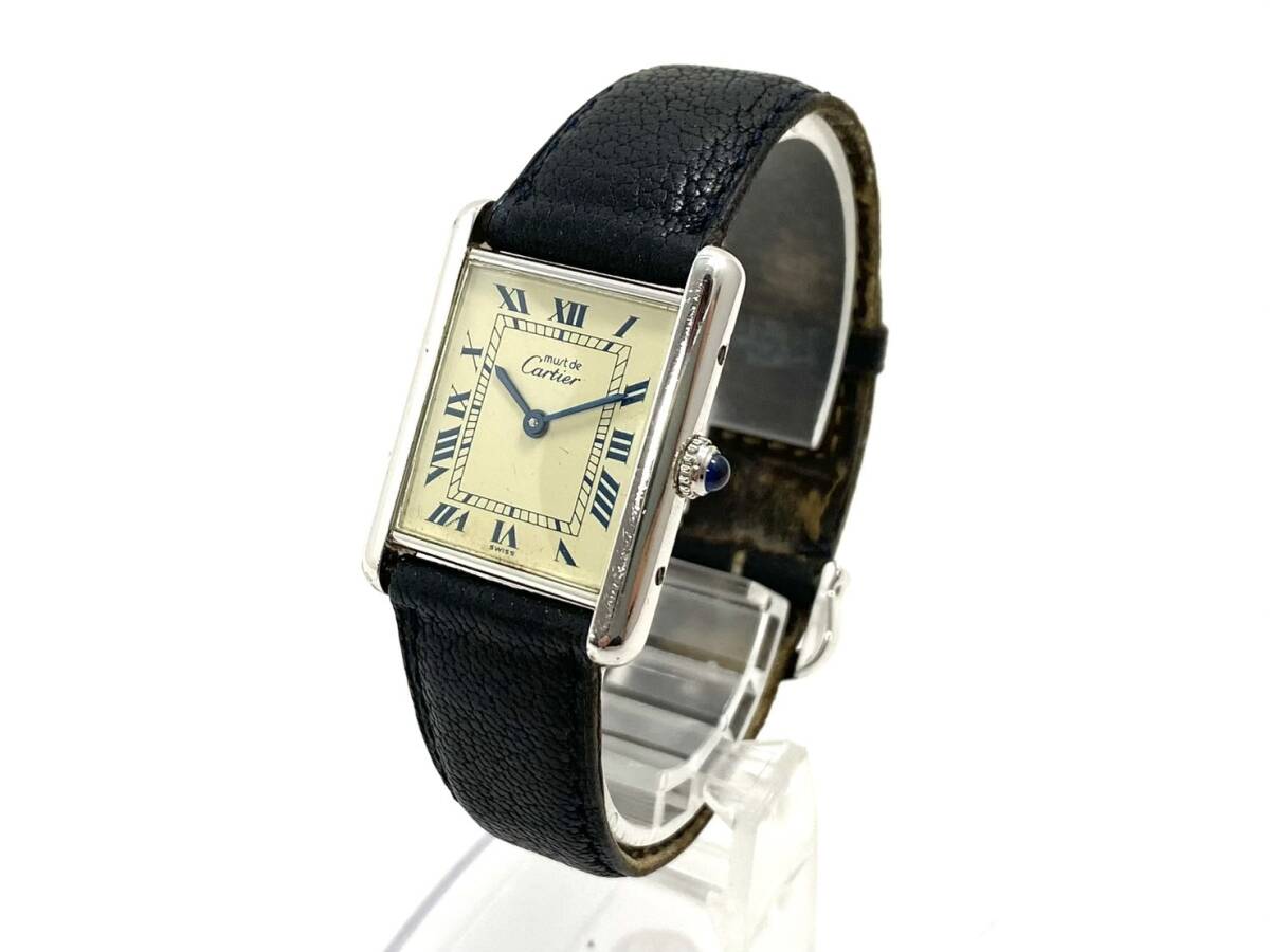 ■【ジャンク品】Cartier/カルティエ タンク クォーツ 690006 CAL.90 925 7石 アイボリー文字盤 レディース腕時計 Tank Quartz (43774A1)_画像1