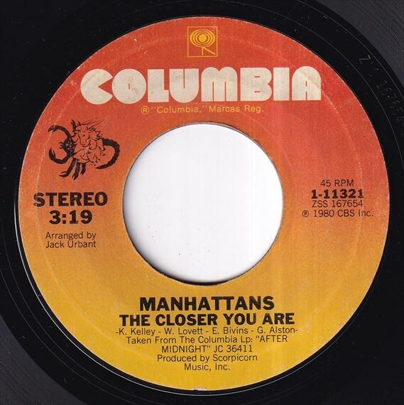 Manhattans - Girl Of My Dream / The Closer You Are (A) M519_7インチ大量入荷しました。