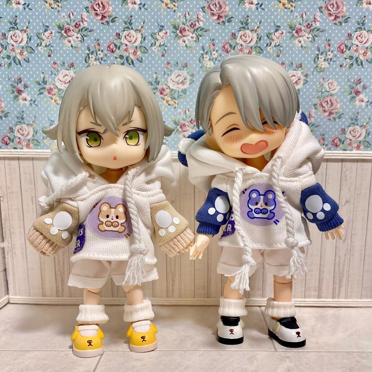 ハムスター 服＋靴 セット ベージュ オビツ11 ねんどろいど どーる パーカー パンツ 靴下 ピコニーモ P 1/12 YMY ドール 人形 フィギュア_画像2